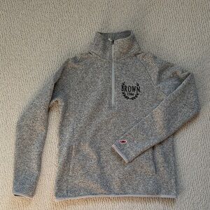Gray Quarter-Zip Pullover with Brown University Logo